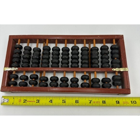 Vtg MCM Chinese Abacus Abaci 11 Digits Rods Calculator Core Wood Wooden 10 X 5 - Picture 10 of 11
